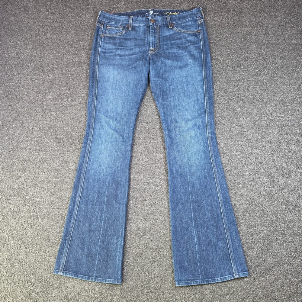 7 For All Mankind A Pocket Flare Jeans Blue Women 31x32 Mid Rise Boho Festival